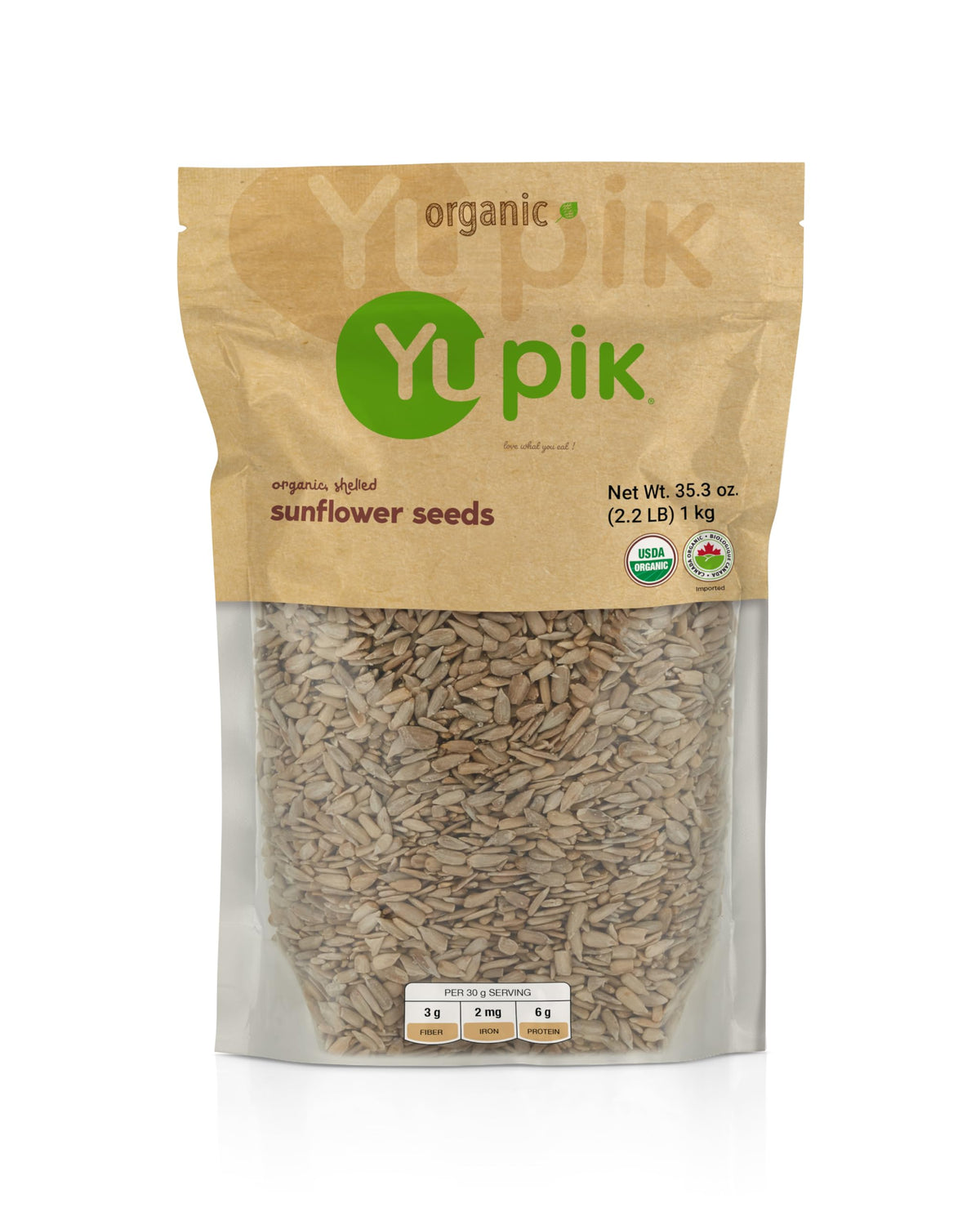 Yupik organic no-shell kernels ready to eat for a quick, crunchy snack.