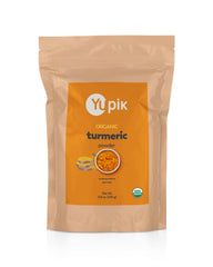 Yupik Organic Turmeric Powder jar close-up, vibrant color for curries and golden milk
