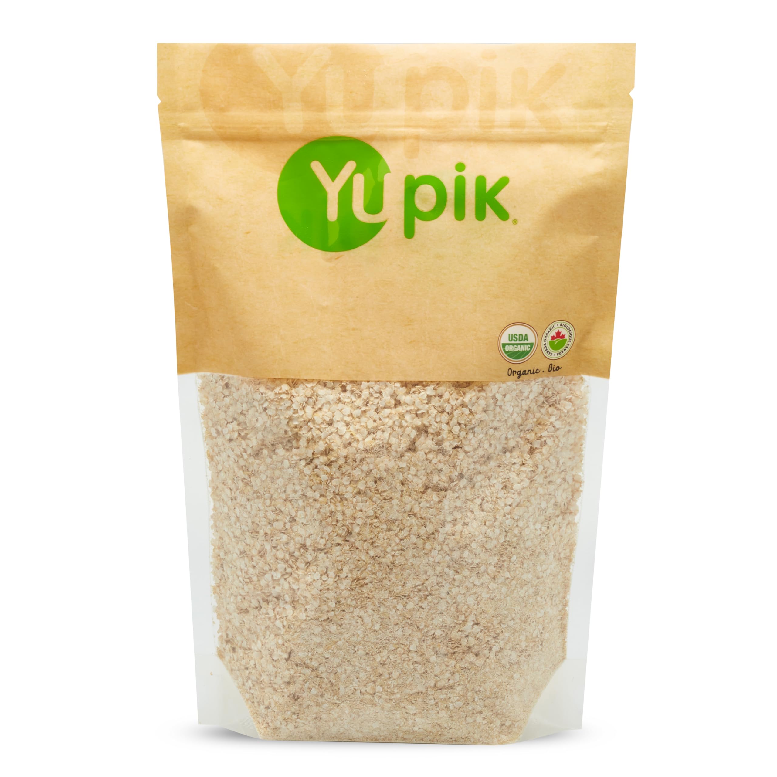 Yupik Organic White Quinoa Flakes in a bowl ready for gluten-free porridge