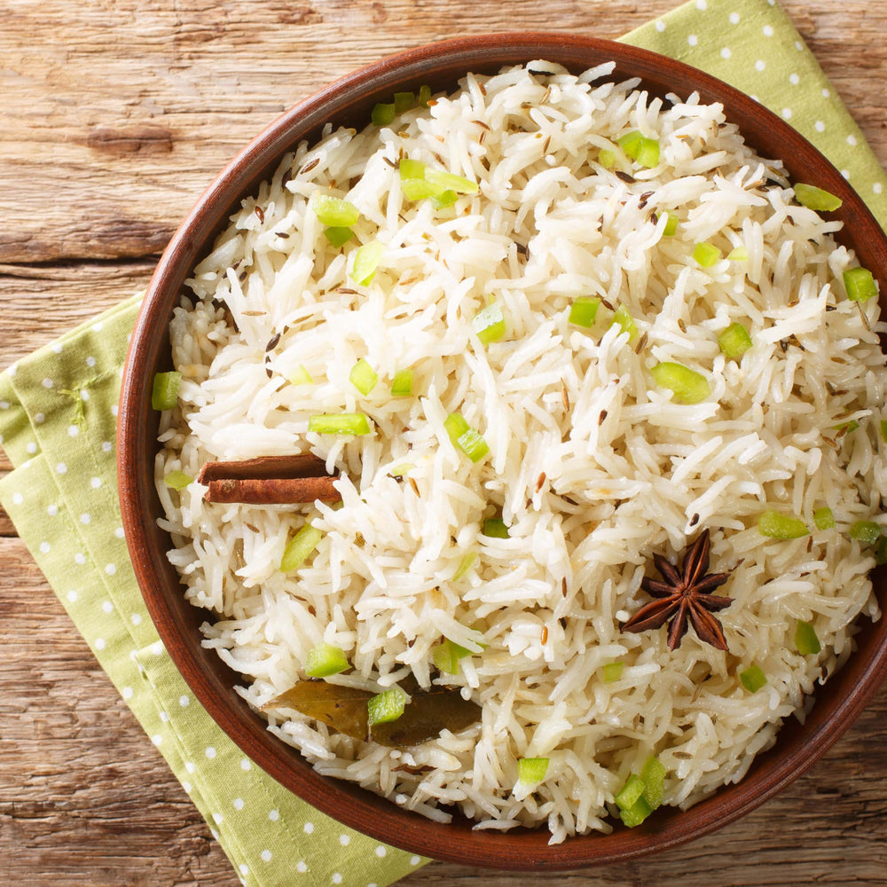 Yupik organic white rice long grain steamed as a side dish.
