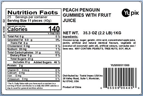 Yupik Peach Penguin Gummies pack image, great for gifting and celebrations