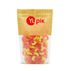 Yupik Peach Rings bag front, gluten-free chewy treats for snacking and gifting