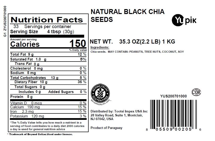 Close-up of tiny black chia seeds ready to add to yogurt