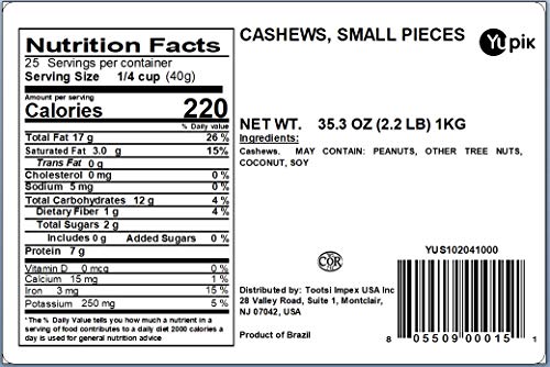 Yupik cashews small pieces closeup showing crunchy texture for snacking.