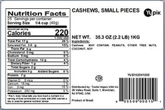 Yupik cashews small pieces closeup showing crunchy texture for snacking.