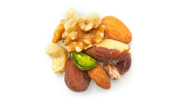Yupik Raw Mix Nuts pistachios-open-shell, colorful interior invites nibbling.
