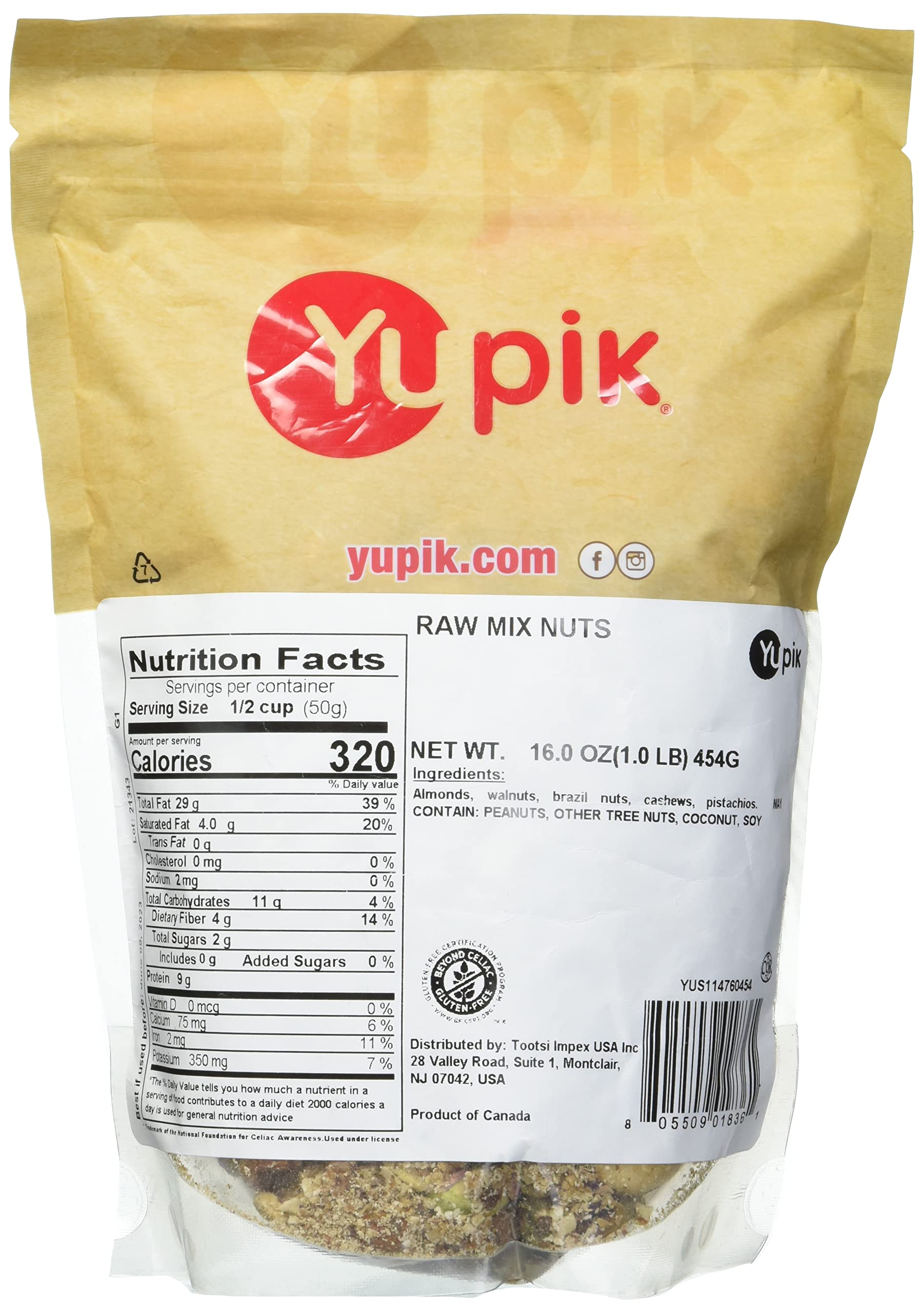 Yupik Raw Mix Nuts scattered on counter, versatile for recipes and toppings.