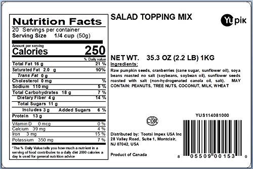 Yupik salad topping mix featuring sunflower seeds for savory crunch and fiber boost.