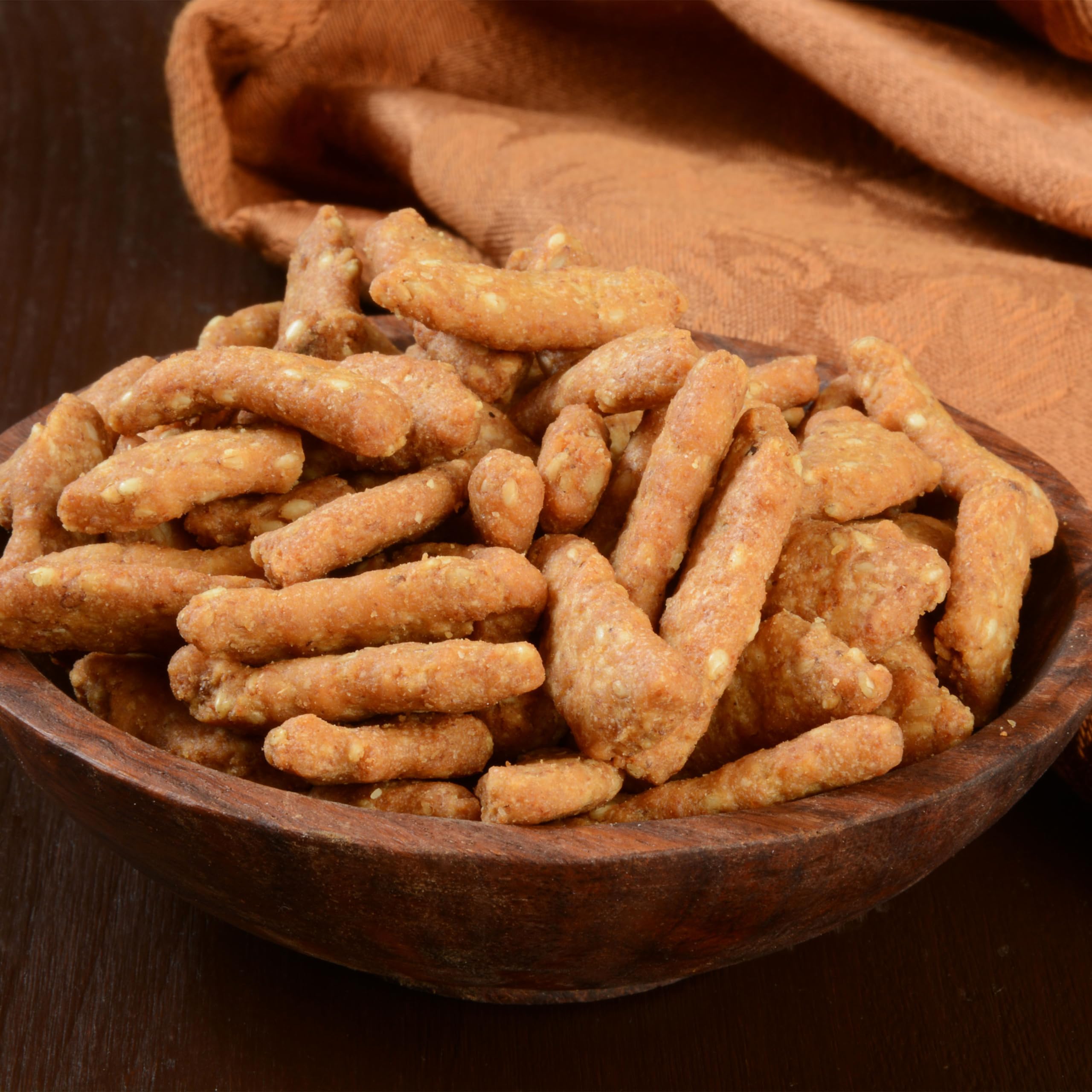 Yupik salted sesame sticks bag open reveals airy snack inside