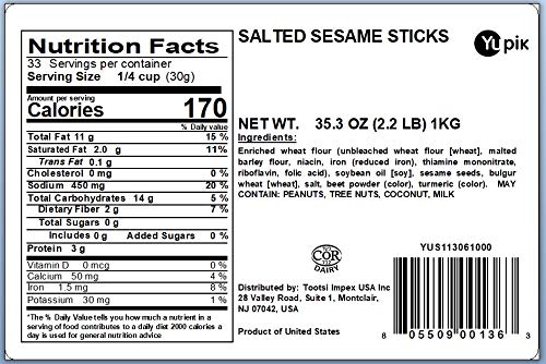 Yupik salted sesame sticks crispy texture close-up highlights crunchy sesame goodness