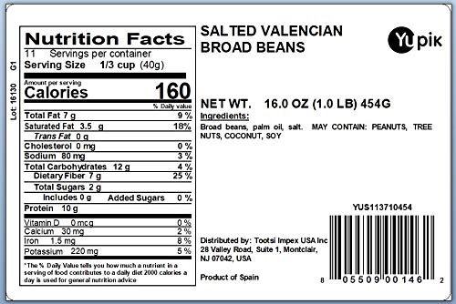 Yupik Salted Valencian broad beans crispy snack texture for munching.