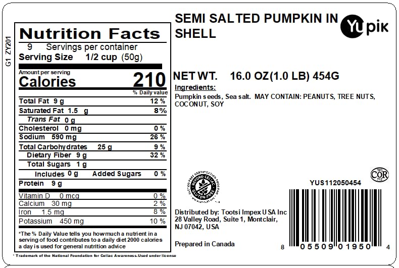 Yupik roasted pumpkin seeds with sea salt deliver crunch and plant-based protein
