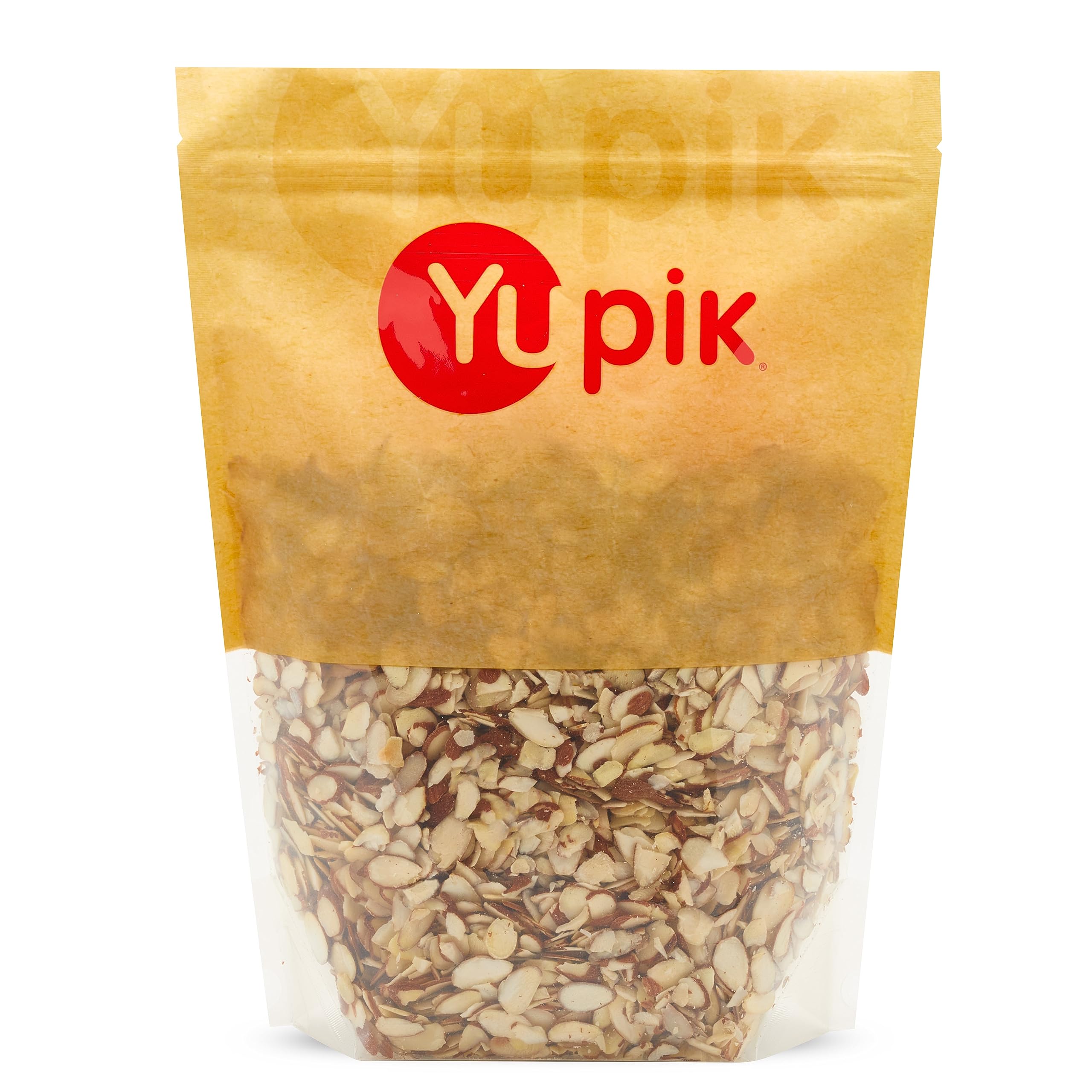 Yupik sliced California almonds with skins in a package, ideal for baking and toppings.