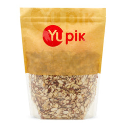 Yupik sliced California almonds with skins in a package, ideal for baking and toppings.