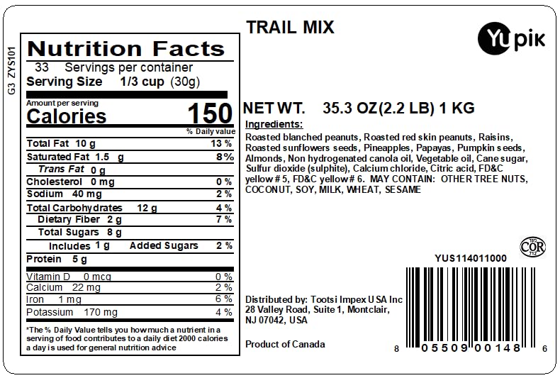 Close-up of Yupik Trail Mix with nuts and dried fruit for energy.
