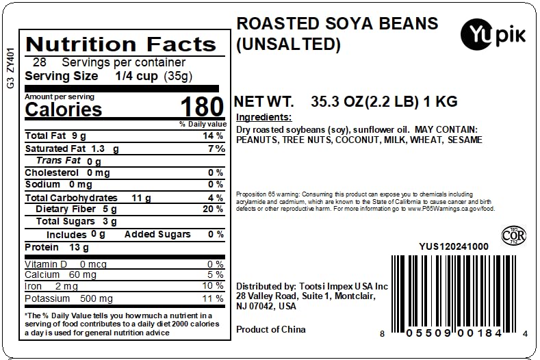 Yupik Unsalted Roasted Soya Beans crunch-closeup highlighting the nutty texture