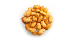 Yupik Unsalted Roasted Soya Beans nutrition panel emphasizing fiber iron and potassium