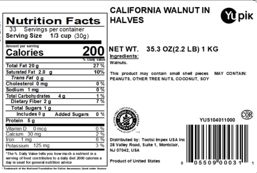 Yupik unsalted, unroasted walnuts in a bag for bakers and snackers.