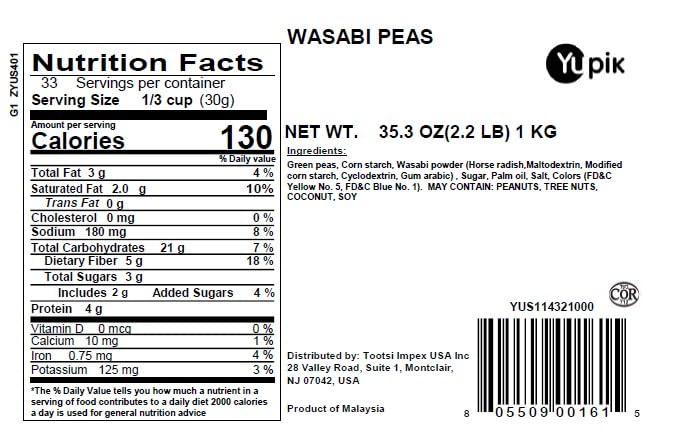 Yupik Wasabi Green Peas close-up reveals crisp texture and wasabi heat.