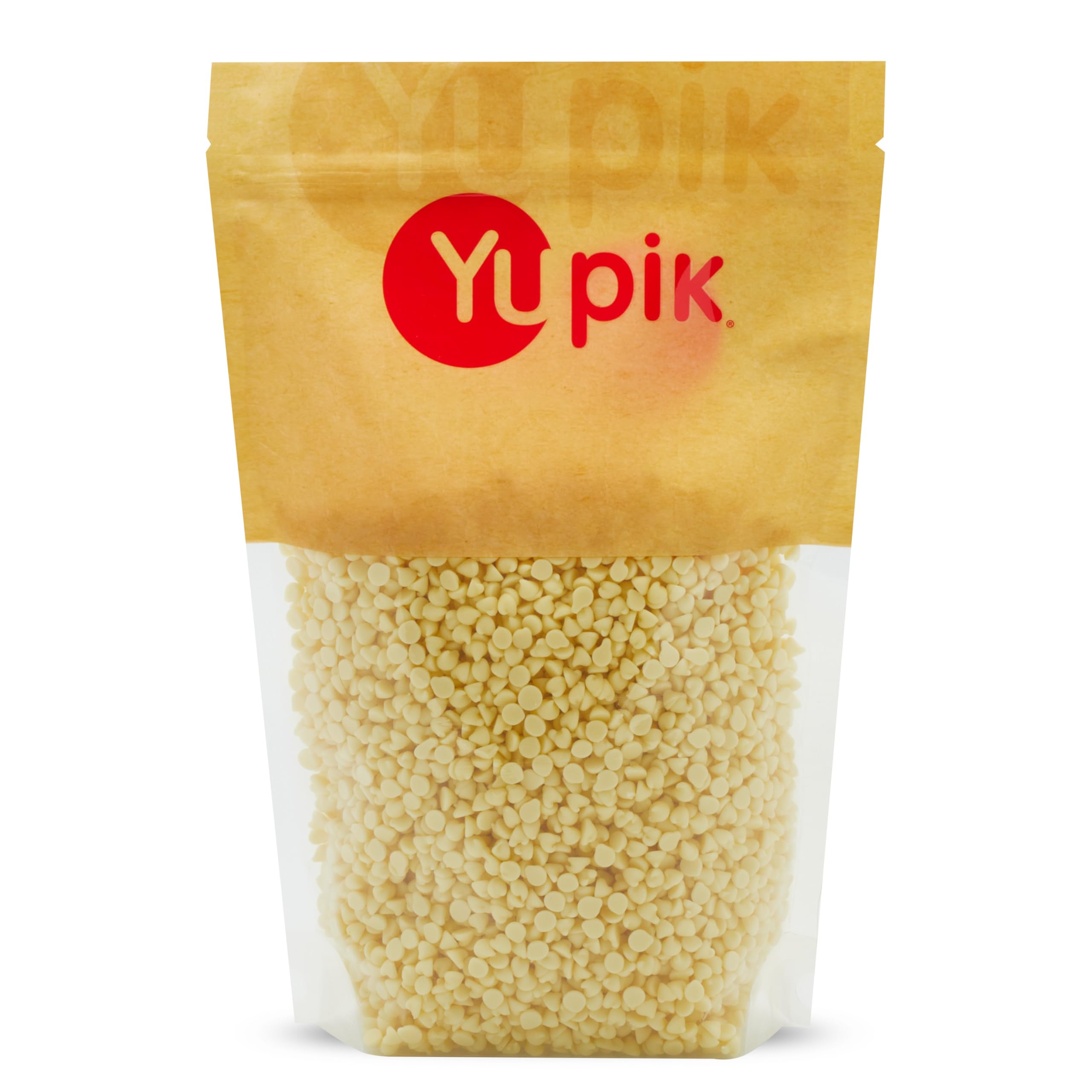 Yupik white chocolate chips bag front, ideal for baking and snacking.
