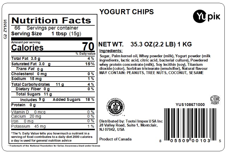 Yupik yogurt baking chips close-up showing creamy texture