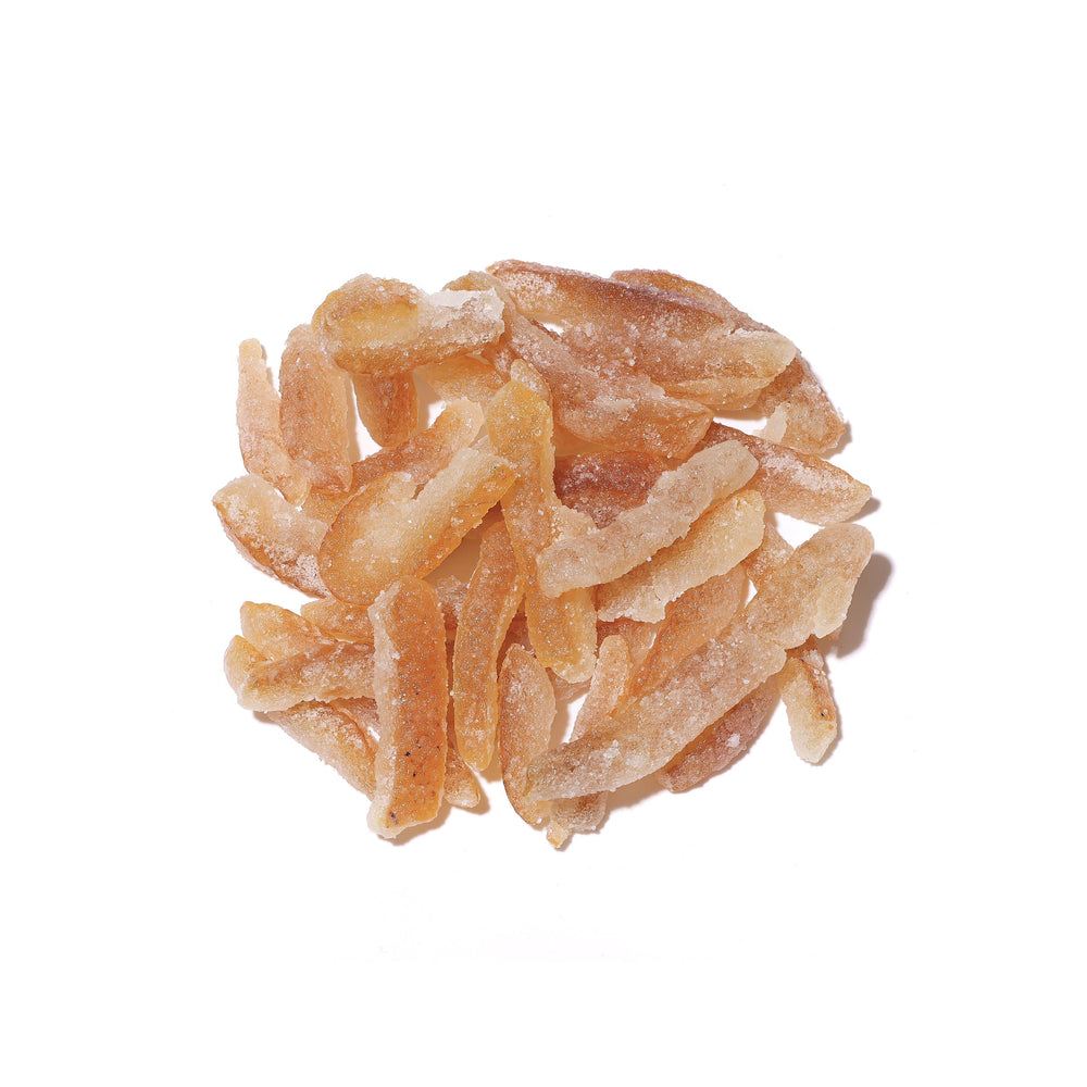 Ice cream topped with YUZUCO Candied Yuzu Peels for tang.