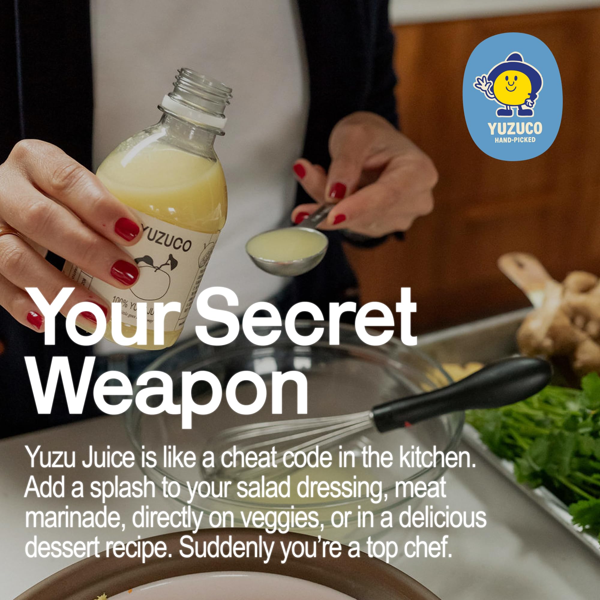 YUZUCO tea-sparkling glass showing citrus aroma perfect for teas and sparkling beverages.