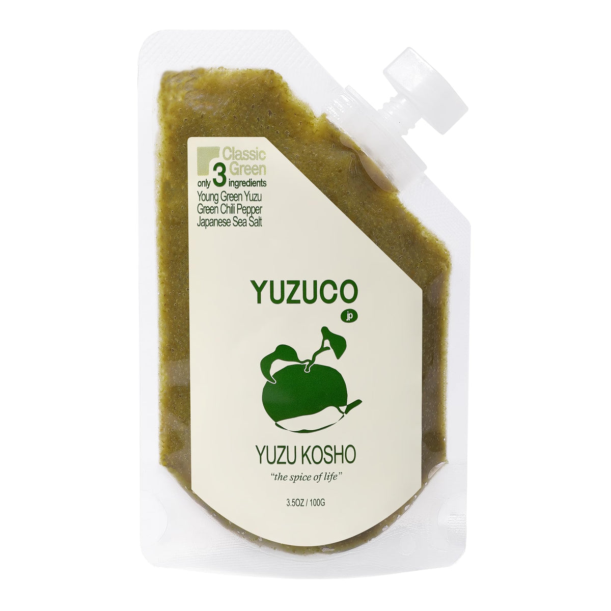 YUZUCO yuzu kosho paste in jar adds bright citrus heat to dishes.