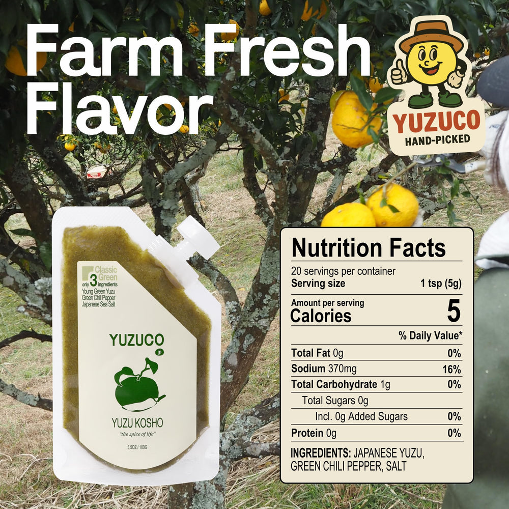 YUZUCO yuzu kosho pouch demonstrates convenient portioning for clean cooking.