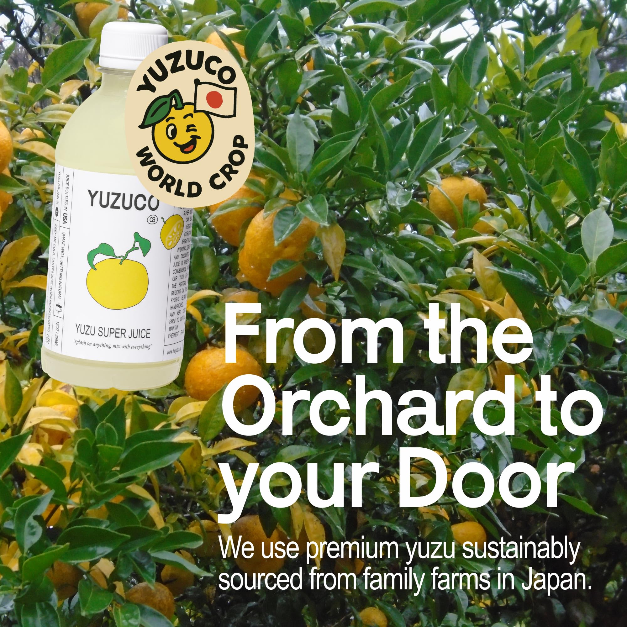 Farm backdrop illustrating Japan-sourced yuzu for YUZUCO juice