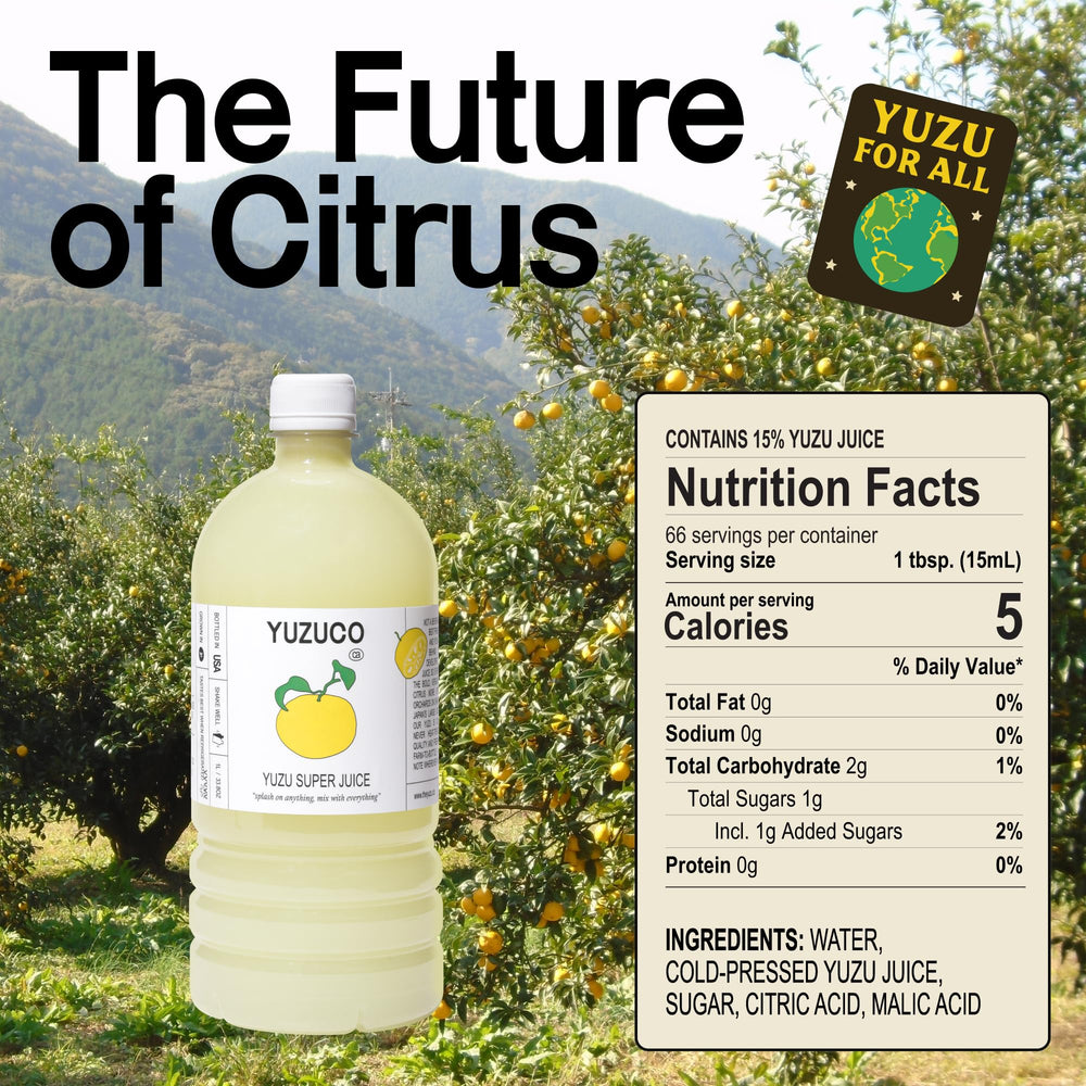 Pouring YUZUCO Yuzu Super Juice into a glass for a bright mixed drink