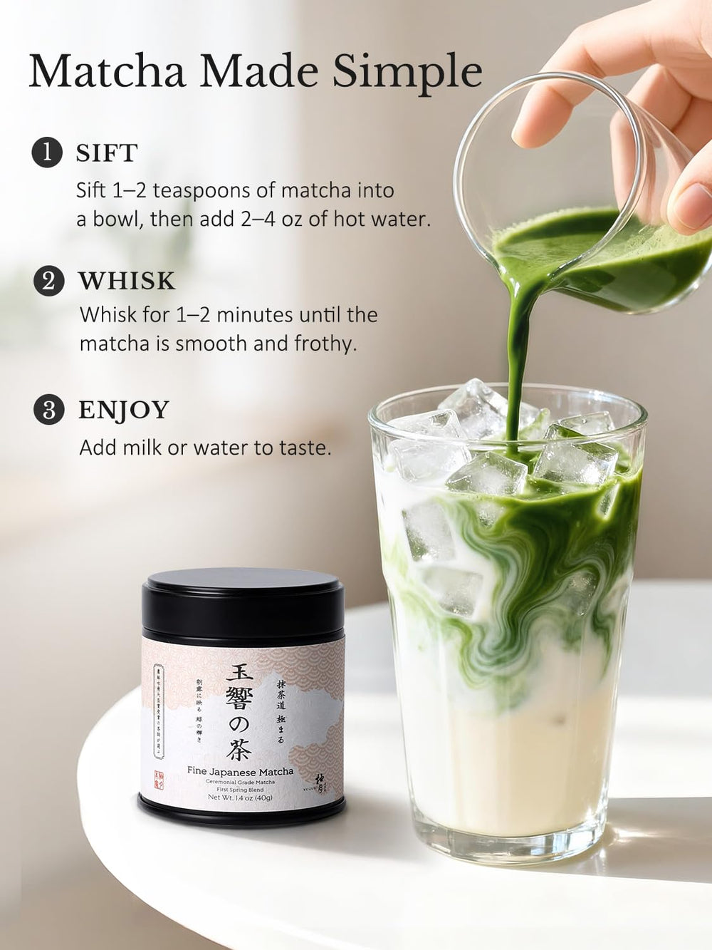 YUZUKI naturally occurring L-theanine supports calm energy.