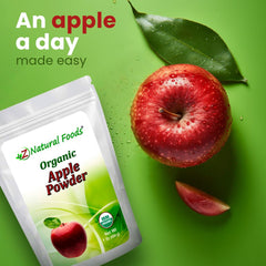 Z Natural Foods Apple Powder packaging on display emphasizing organic ingredients