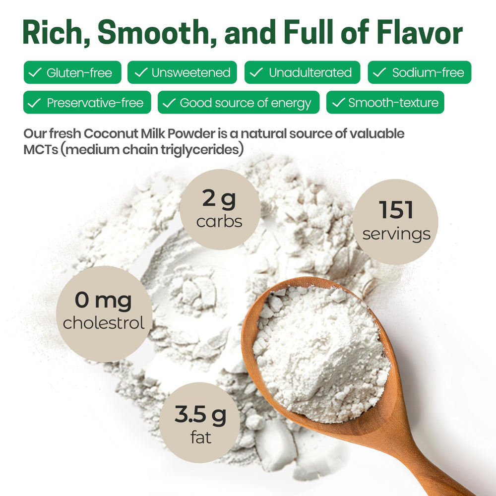 Coffee cup beside coconut milk powder illustrating keto-friendly creamer option