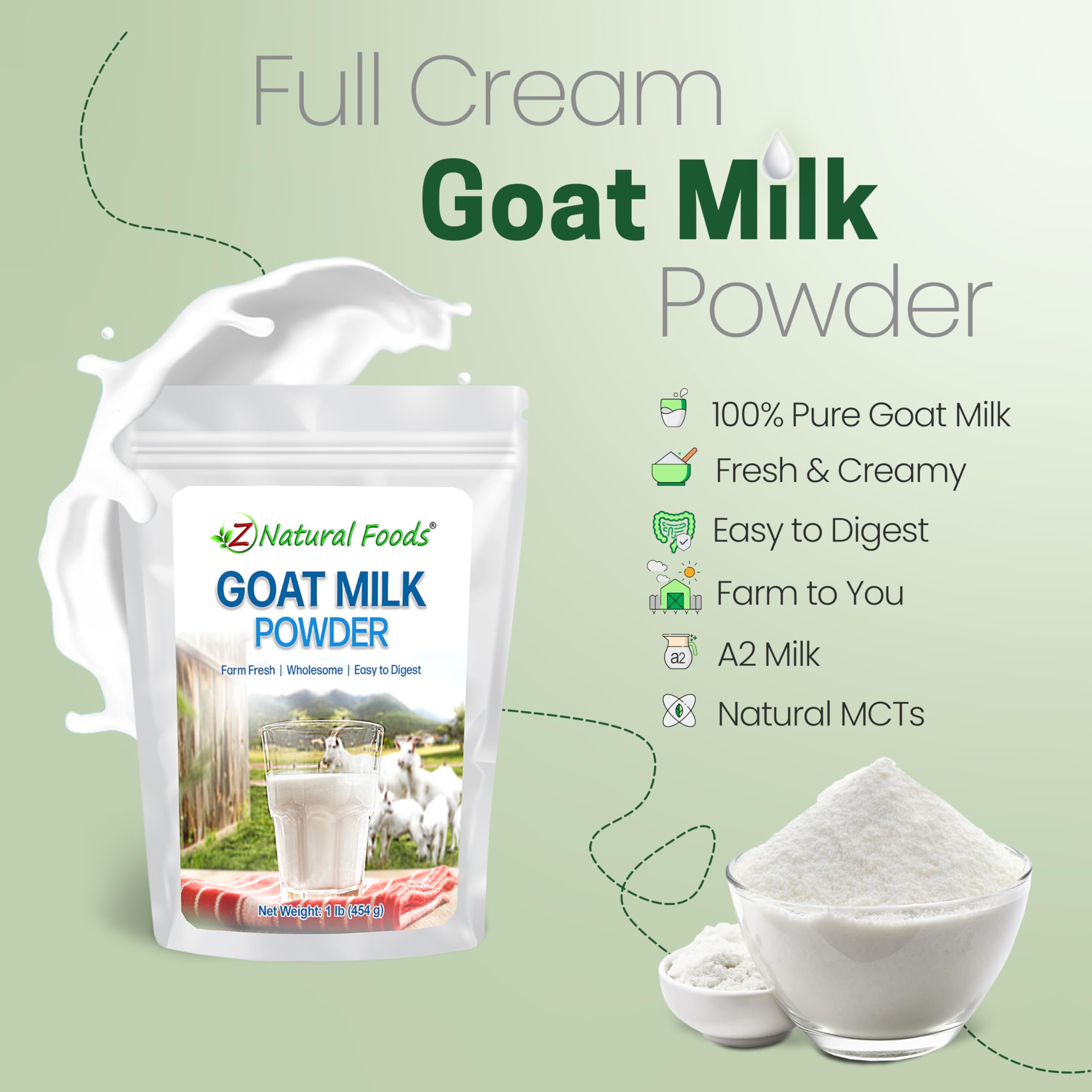 Powder whisked with water to form creamy goat milk