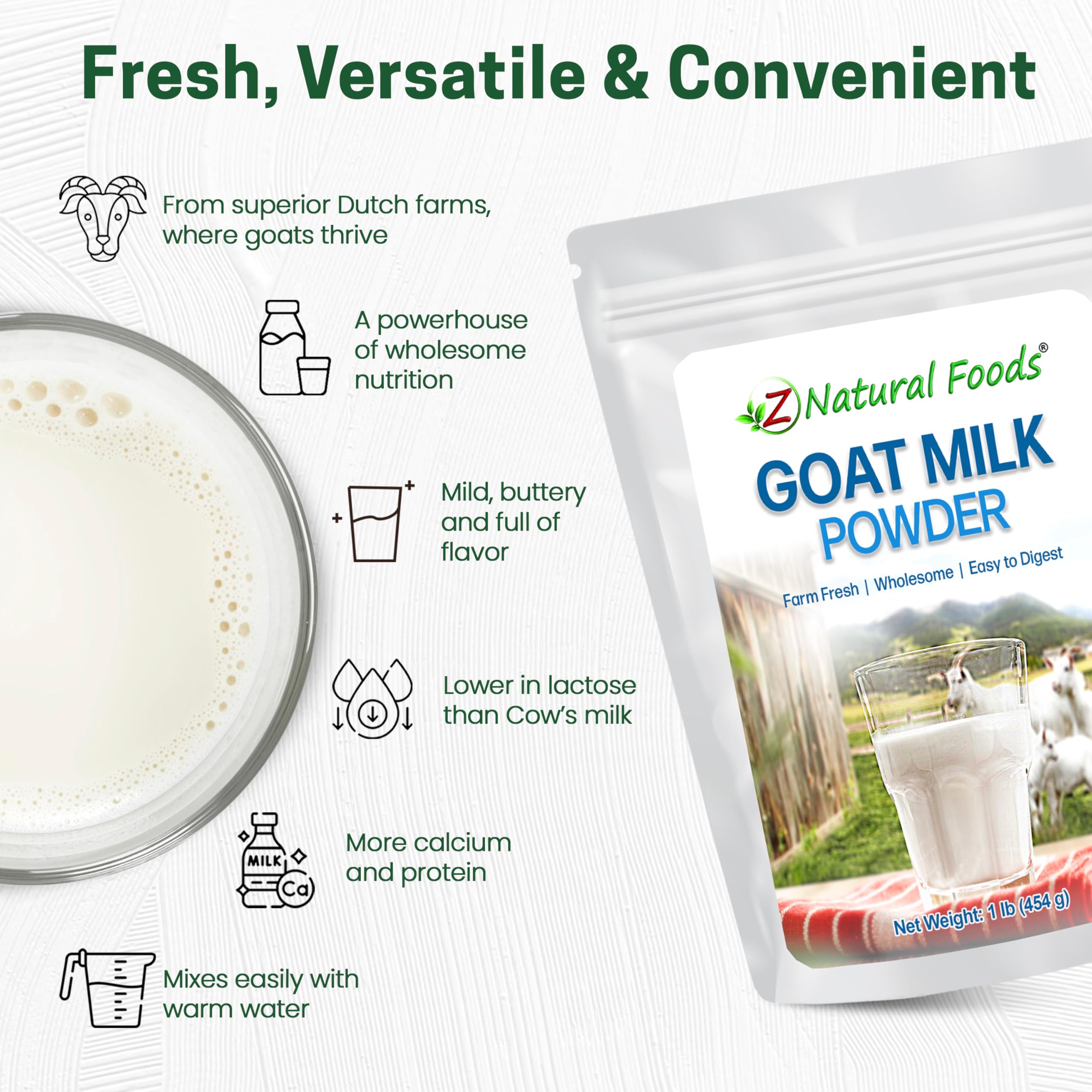 Goat milk powder added to a smoothie for rich texture