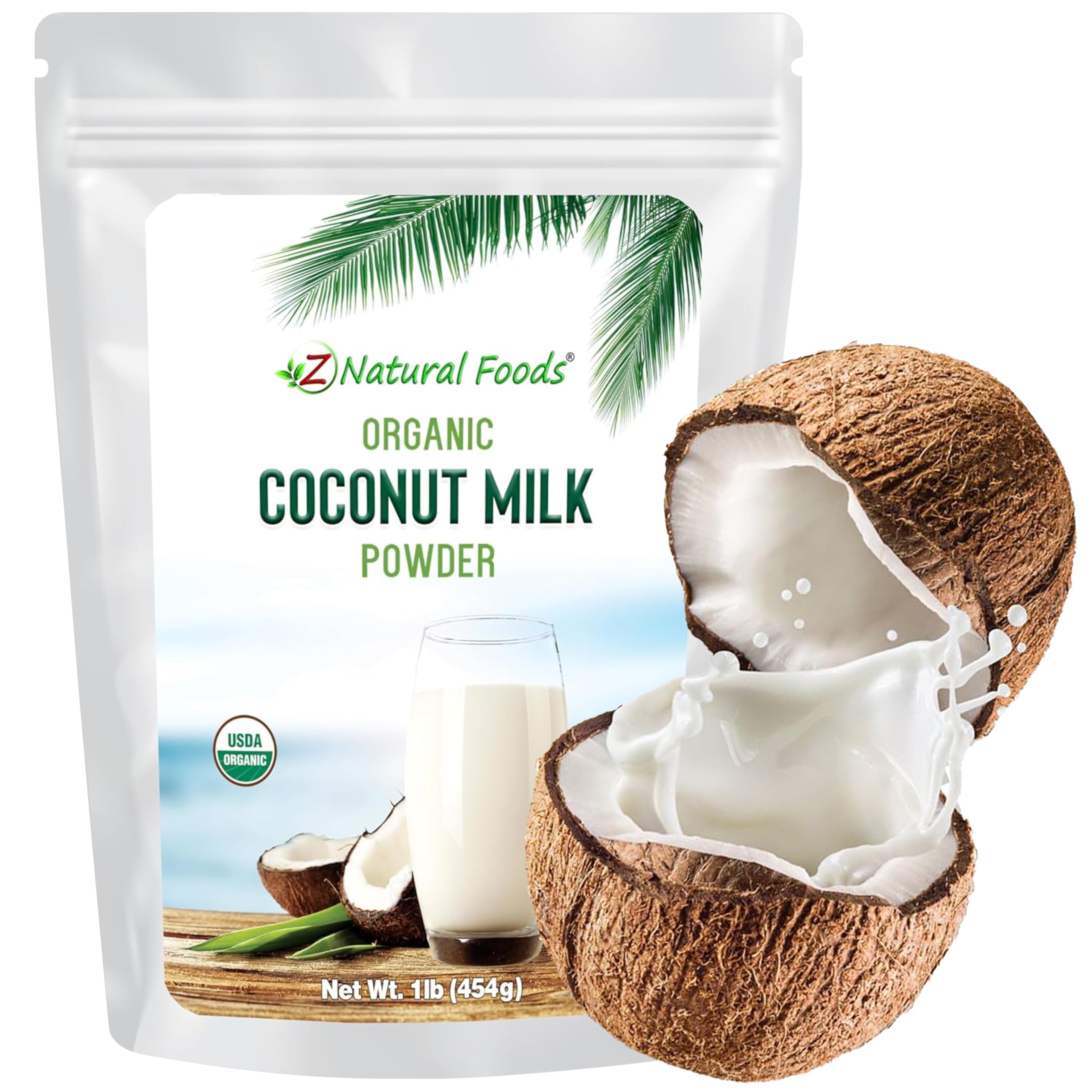 Z Natural Foods coconut milk powder bottle pour for dairy-free coffee creamer