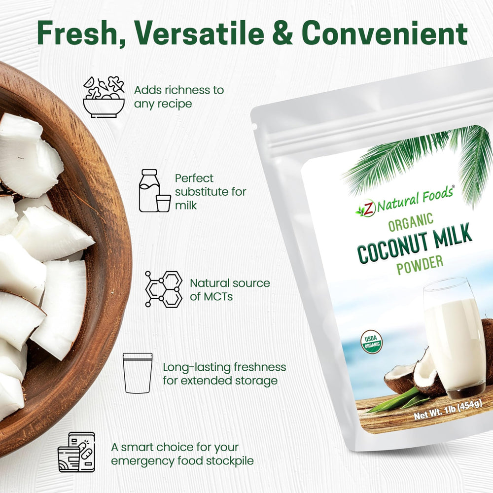 Packaging label of Z Natural Foods organic coconut milk powder