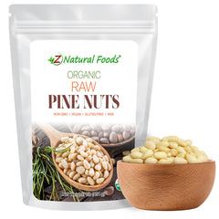 Z Natural Foods pine nuts in an airtight foil pouch ideal for pesto and salads