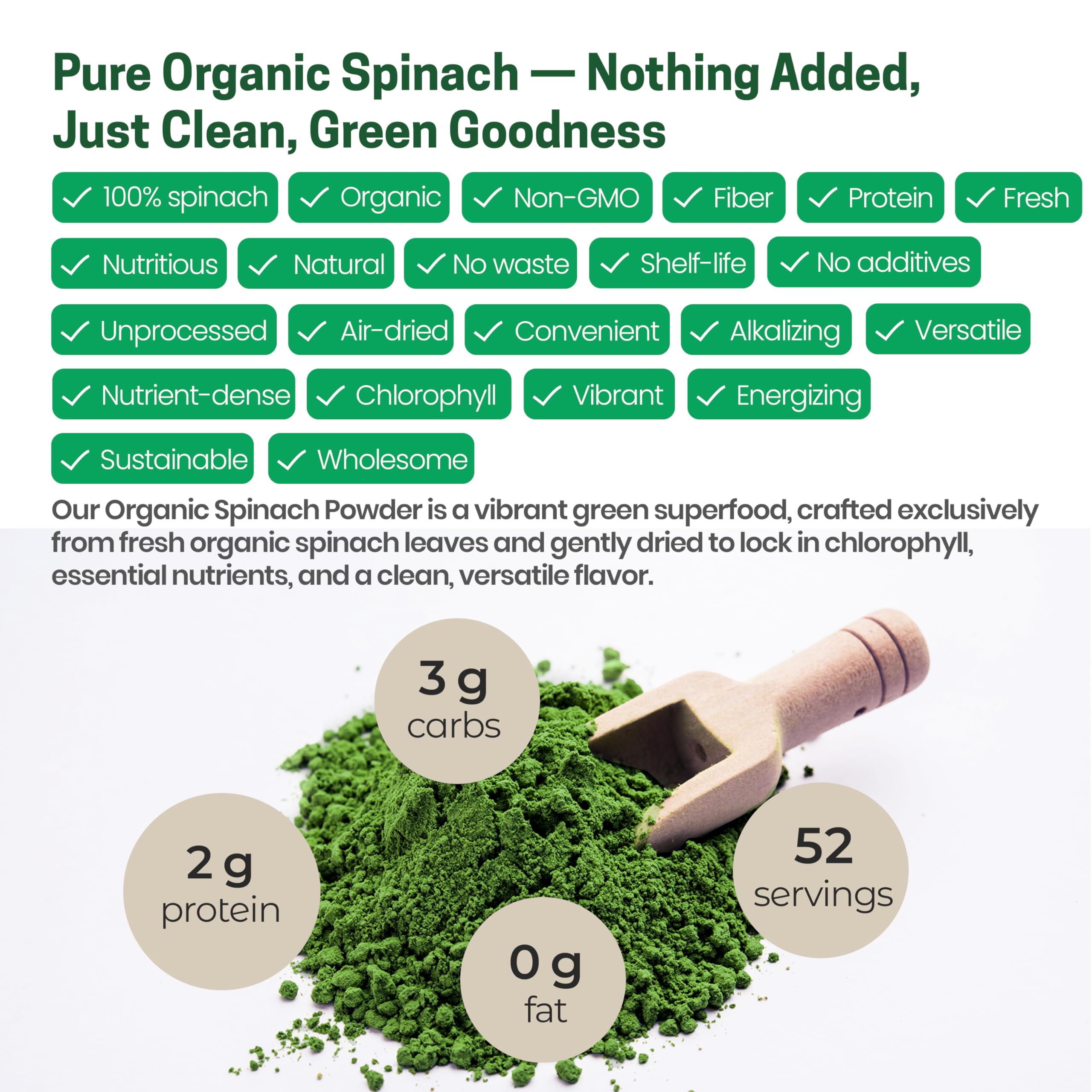 Z Natural Foods Spinach Powder stirred into soup for quick, nourishing meals.