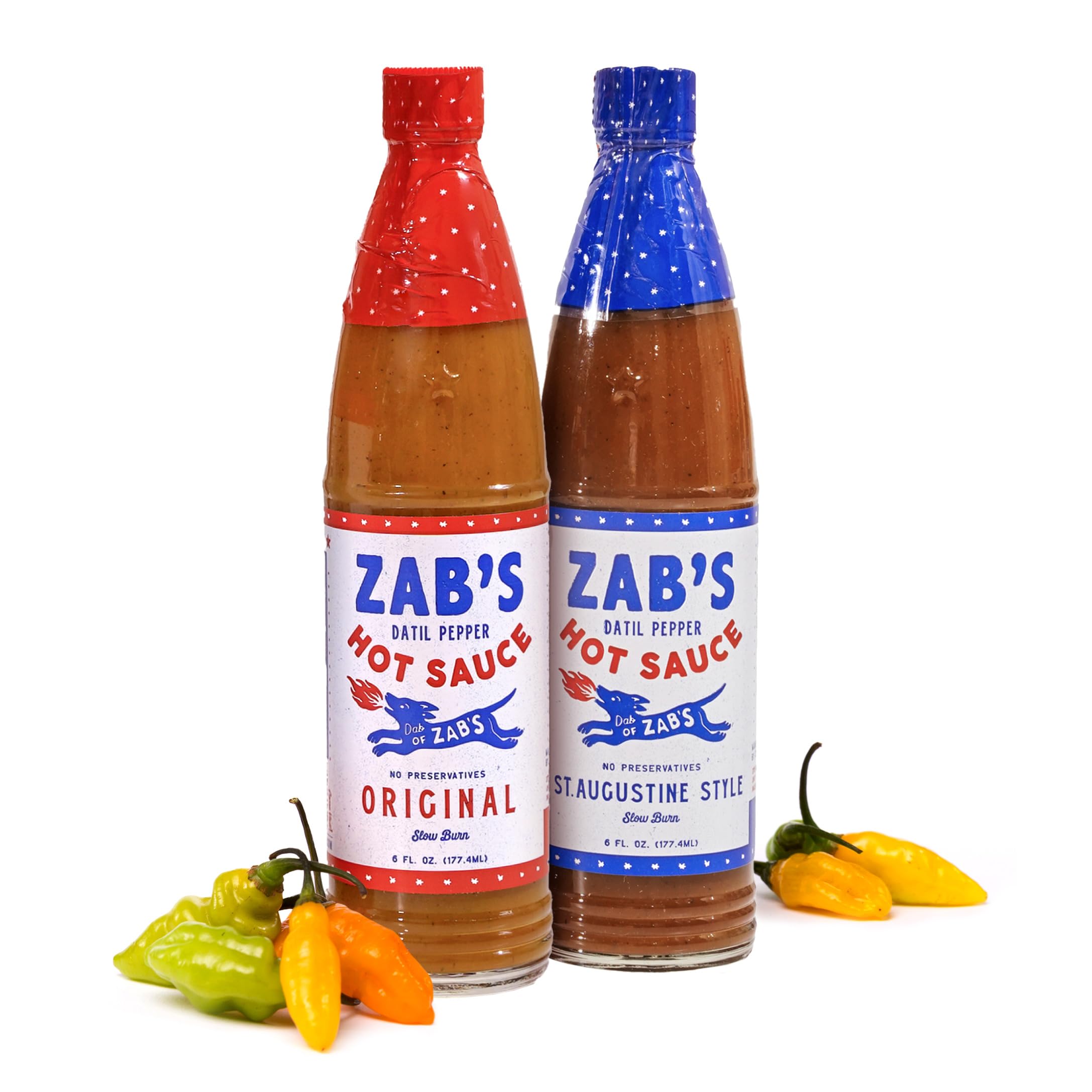 Zab's Original hot sauce bottle pour adds layered heat to eggs and meats.