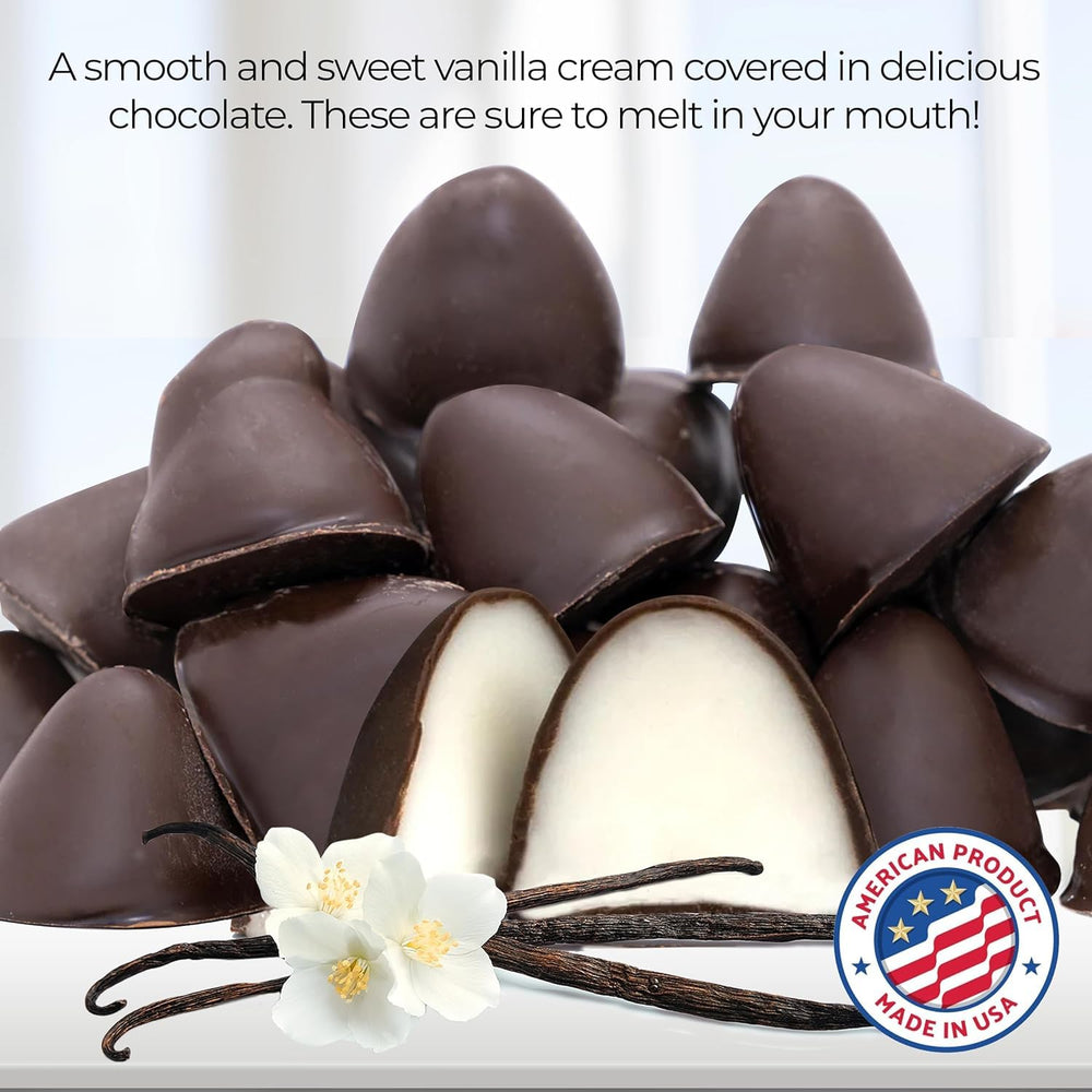 Zachary Old Fashioned Vanilla Creme Drops on a serving plate, perfect as a dessert topping or party favor.