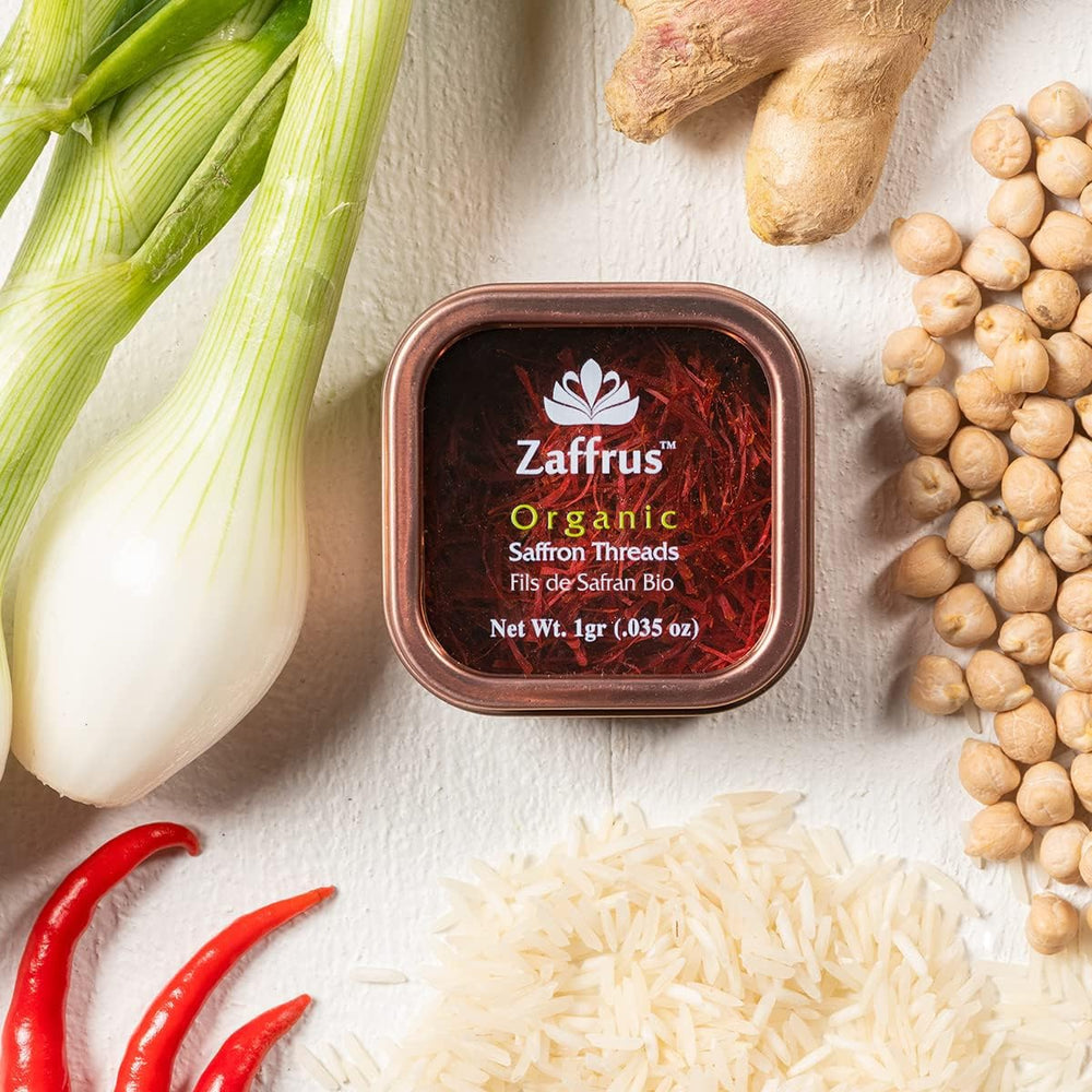 Zaffrus organic saffron threads all-red cat 1 perfect for risotto and desserts.