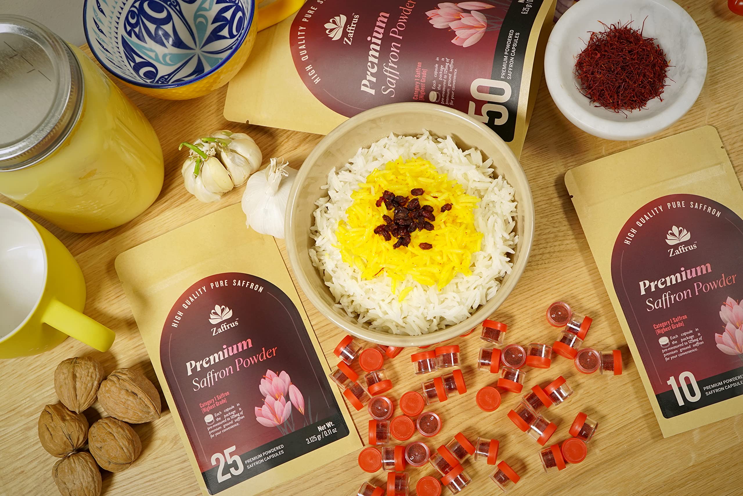 Zaffrus resealable packaging protects saffron from moisture and light.