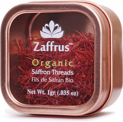 Zaffrus saffron threads 1g pack for vibrant saffron rice and flavorful dishes.