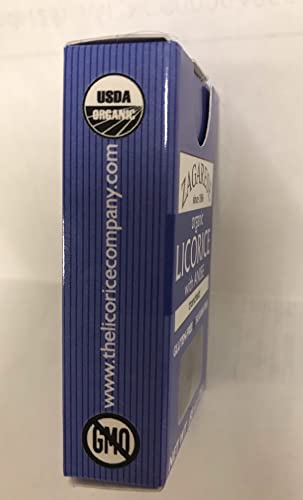 Zagarese organic licorice ingredients label highlighting organic and non-GMO