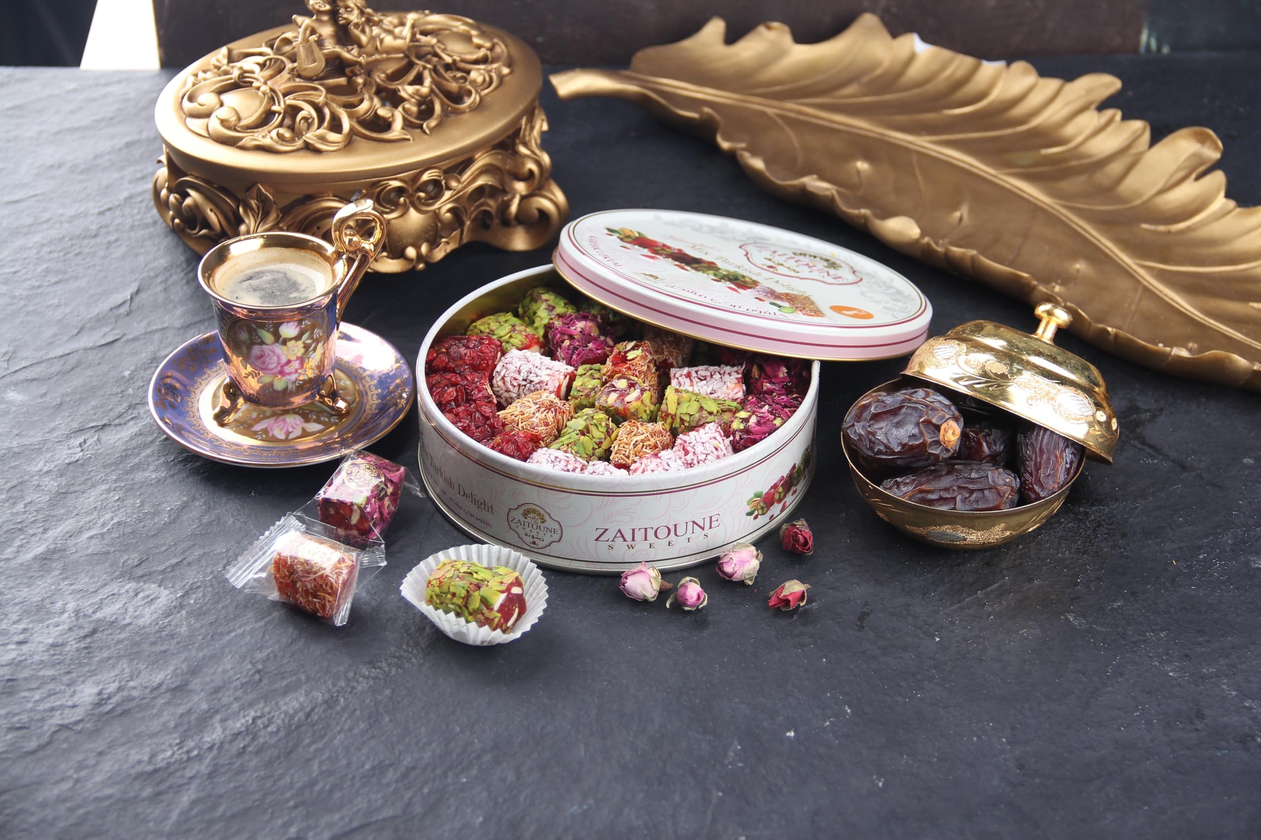 Zaitoune Turkish Delight; halal and vegetarian-friendly treat.