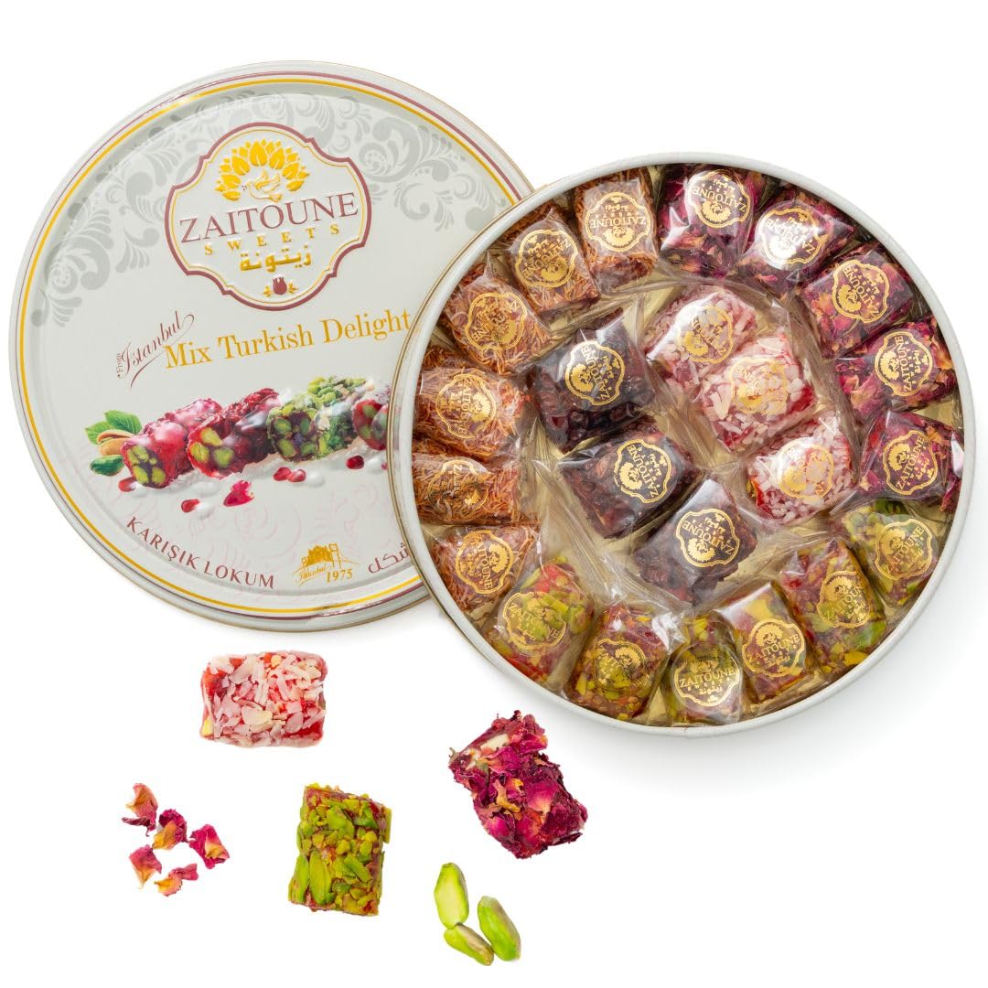 Zaitoune Turkish Delight Mix in gift tin for gifting occasions.