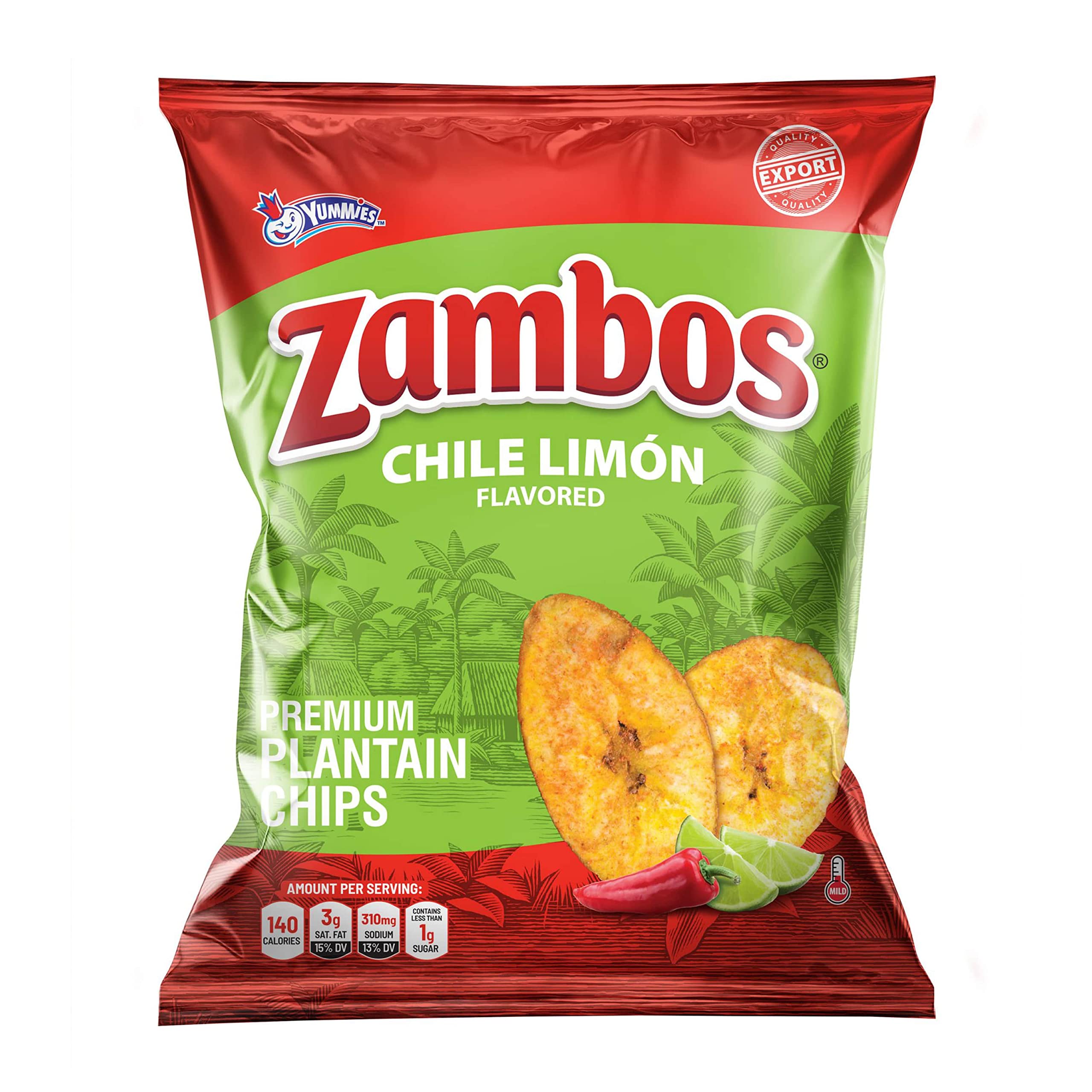 Zambos Chile Limón plantain chips bag with bold lime-chili flavor