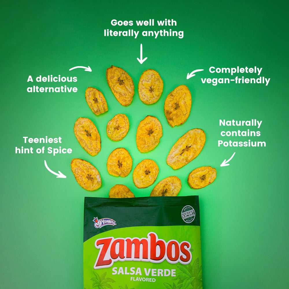 Zambos Salsa Verde Plantain Chips in a serving bowl